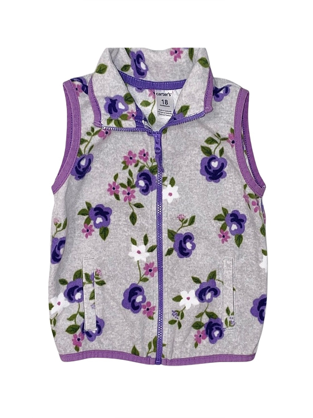 CARTER'S Baby Girl Floral Zip Up Vest 18 Months